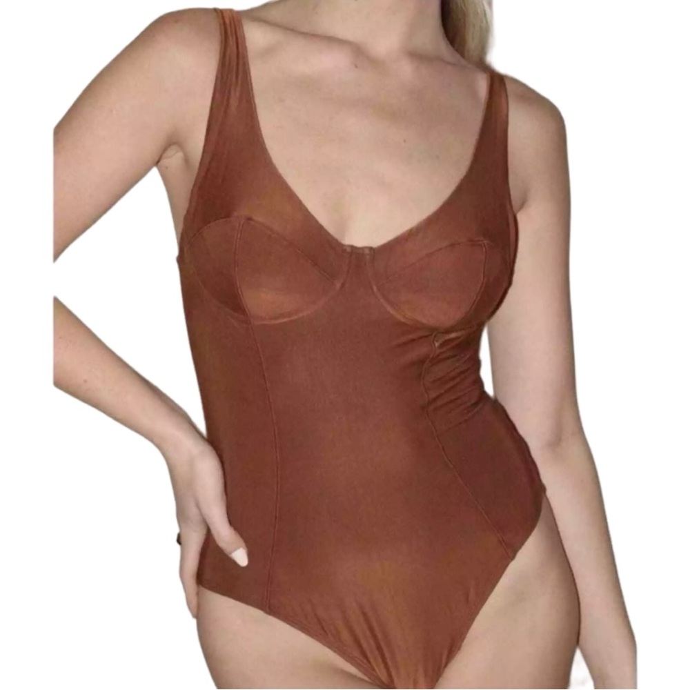 NWT We Are HAH x Free People Eyes On Top Bodysuit Brown XS
